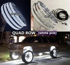 【】Set 4Rings 17.5" High Bright QUAD ROW PURE WHITE LED Truck Wheel Rim Lights