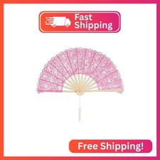 choyaxo Cotton Lace Folding Hand Fans Embroidered Flowers Pattern Handheld Fans