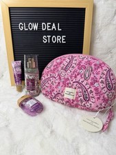 4 Pcs Gift Set Bath  Body Works Vera Bradley Pink Paisley Cosmetic Bag