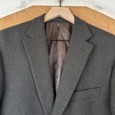 Lauren Ralph Lauren Blazer Mens 40R Gray Houndstooth 2 Button 100 Wool Jacket