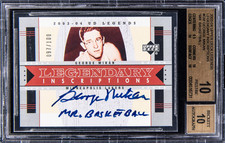 BGS 10 POP 3 2003 UD Legends GEORGE MIKAN Mr. Basketball Inscriptions Auto /100