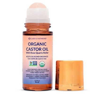 Queen of the Thrones 100% Pure Organic Golden Castor Oil Roll-On with Rose Quart