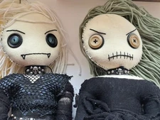 Lot of Two-TATTERED RAGS Handmade CREEPY DOLLS, Signed
