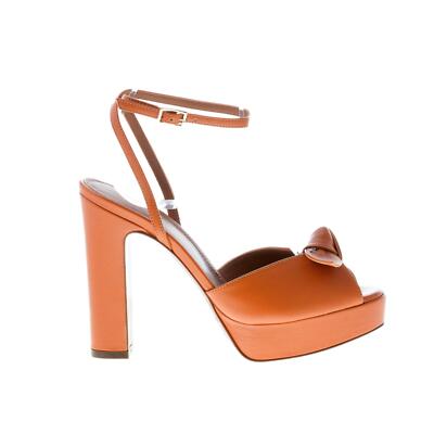L'AUTRE CHOSE women shoes rust brown napa sandal décor bow made in Italy heel 11