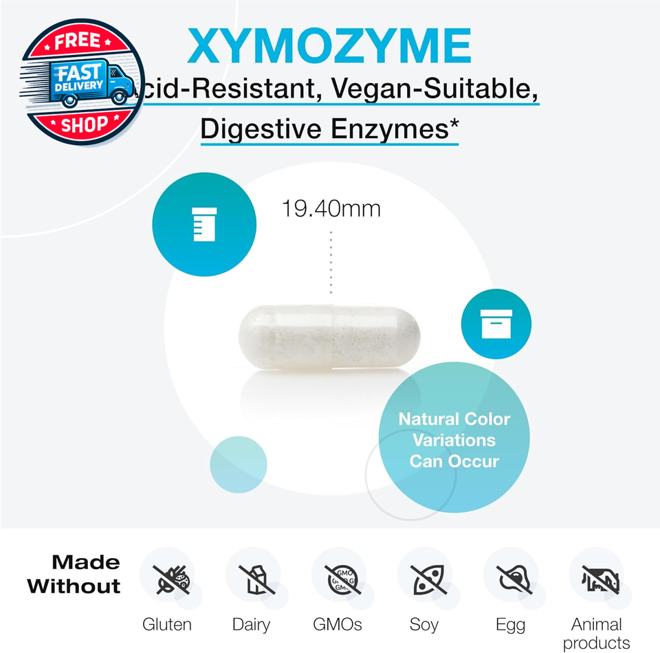 XYMOGEN Xymozyme Vegan Digestive Enzymes for Gut Health Digestion