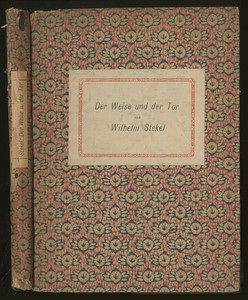 Wilhelm Stekel Der Weise Und Der Tor Ein Tagebuch In Versen First Edition 1919 Ebay