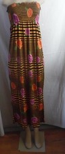 GOLD DRAMA LONG MAXI DRESS GOLD BLACK STRIPE STRAPLESS ELASTIC TOP MEDIUM