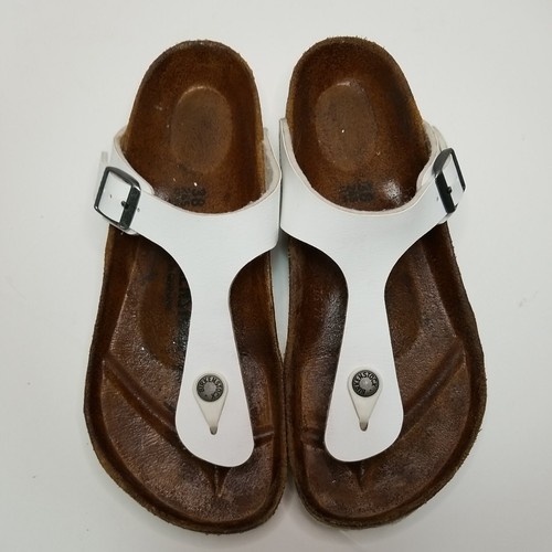 Birkenstock 38 Gizeh Birko-Flor Strap Sandal Size L 7/M 5 White Regular fit - Picture 8 of 11
