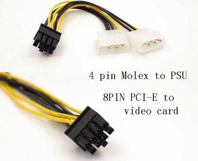 4 pin Molex to 8 pin PCI E Video Card Graphic Card Power Adapter Cable CORD