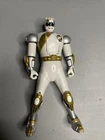 VINTAGE POWER RANGERS BANDAI 2001 WHITE RANGER SPINS / HEAD FLIPS 6" | Works!