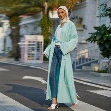 Muslim Women Hijab Abaya Dubai Open Kaftan Cardigan Long Dress Kimono Maxi Robe