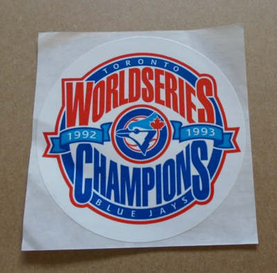 激レア！ブルージェイズ ワールドチャンピオン記念プレート 1992年　大リーグ Decals / Toronto Blue Jays World Series Champions logo 1992-1993