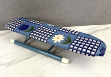 Vintage Small Mini Ironing Board Blue Flowers Tabletop 4 x 16 inches Crafting