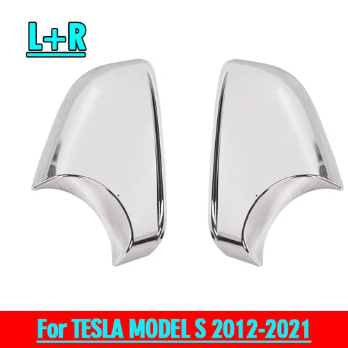 L+R Side Rear View Mirror Chrome Cover Lower Holder for Tesla Model S 2012-2021