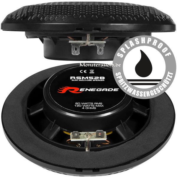 Renegade RSM52B 13Cm Flach-Lautsprecher Decke Marine Boxen Boot Bad Feuchtraum-image