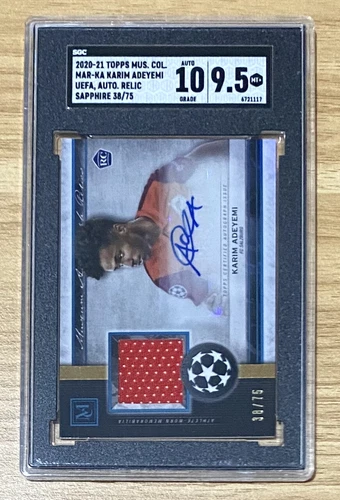 Karim Adeyemi 2020-21 Topps Museum UEFA /75 Auto Relic Sapphire SGC 9,5/10 RC