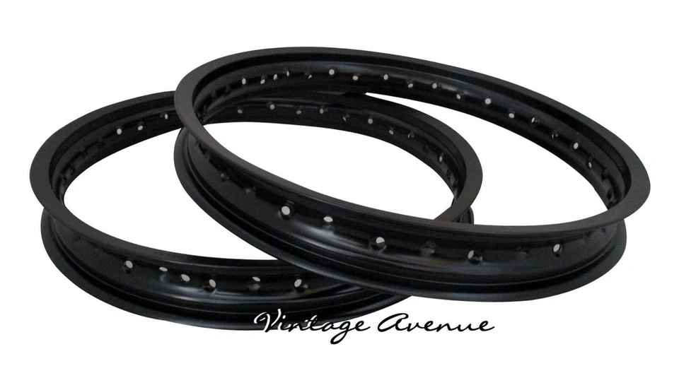 SUZUKI GT125 GT185 TC120 T20 X6 T250-I/II TC/T200 ALUMINUM [BLACK] F+R WHEEL RIM - Image 2 of 4