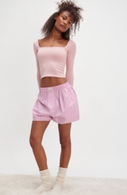 Free People Clean Lines Long Sleeve Top In Peach Skin M/L