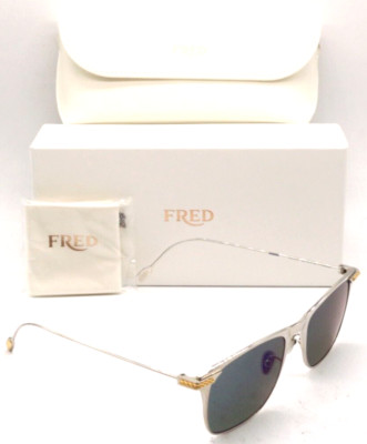 FRED FG40005U 18Q TITANIUM SILVER GOLD/GREEN LENS AUTHENT SUNGLASSES 54-19 JAPAN