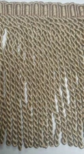 BY THE YARD-  Luigi Oakwood  8" Bullion Fringe -  Soft Gold, Green, Honey, Oak