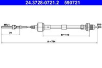 ATE Kupplungsseil Opel, Chevrolet 24.3728-0721.2