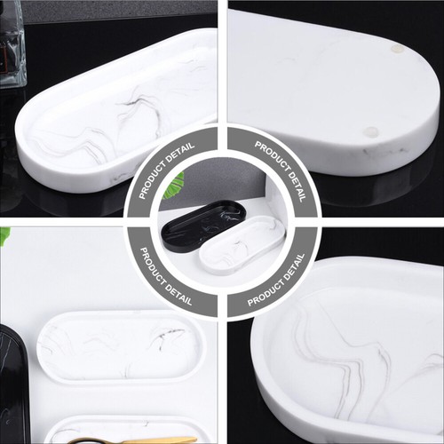 Oval Vanity Tray Bathroom Vanity Tray Marble Soap Dish Entryway Tray Keys - Picture 5 of 12