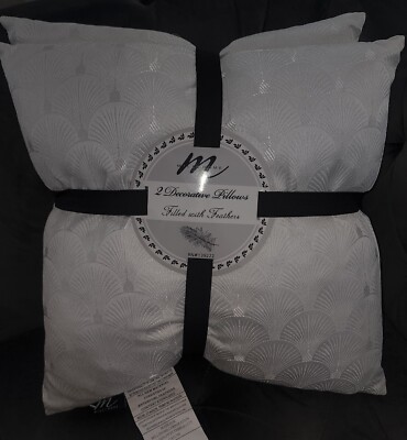 Millihome 2 pcs filled with waterfowl Feathers  SquareDecorative Pillow16X16 NEW