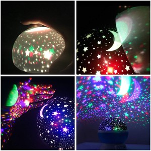 Moon Space Star Flicker Night Light Rotating Lamp Round Kids Room