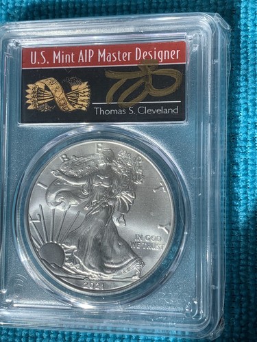 2021 $1 American Silver Eagle 1oz PCGS MS70 FS 1 of 1000 Thomas Cleveland GEM ๐ - Picture 6 of 10