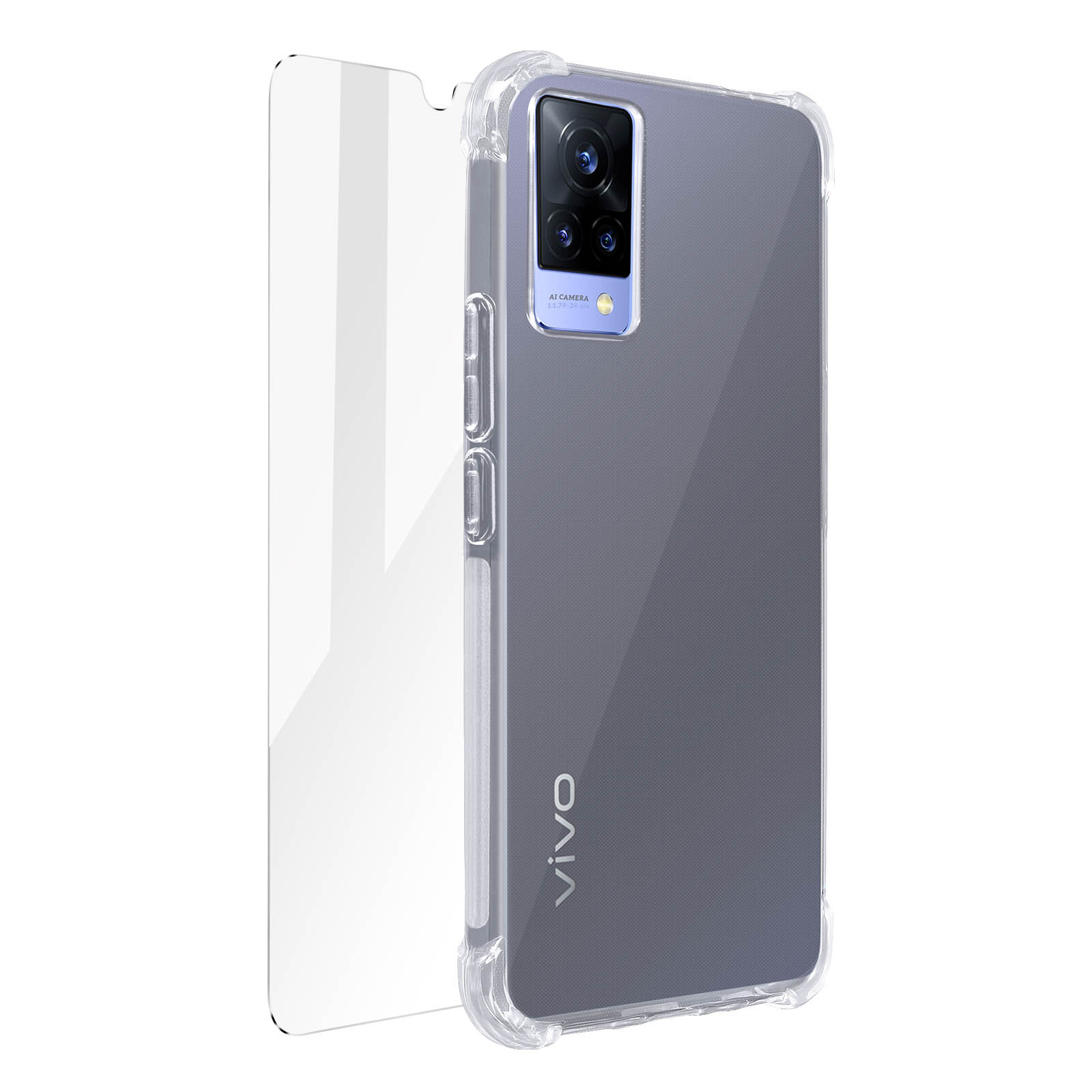 Protection Pack Vivo V21 Soft Case and Tempered Glass