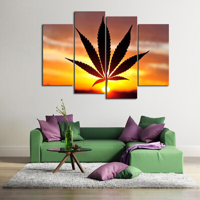 Multi Panel Print Cannabis Good Sunset Canvas 5 Piece Wall Art