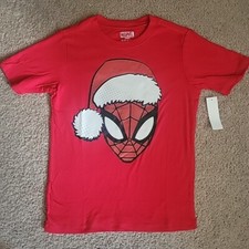 Marvel SPIDERMAN Red Santa T-shirt Boys Size S 6-7 