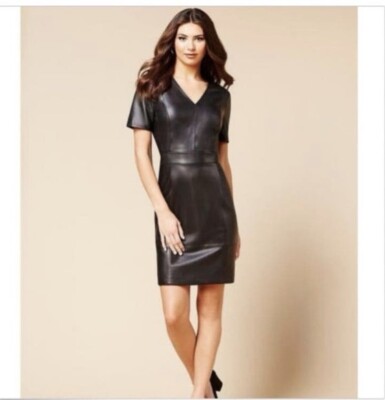 antonio melani black leather dress Leather Dress Antonio Melani NWT Antonio Melani Black Rowan Leather Dress  Size