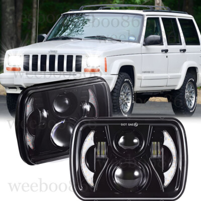 2x 120w 5x7'' 7x6'' LED Headlight Hi-Lo Beam Projector For Jeep Cherokee XJ YJ