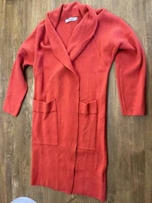 Anrabess Sweater, Women's Size Medium, Orange, Cardigan, Pockets, Long Sleeve