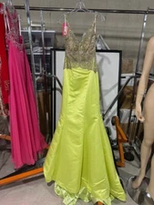 Alyce Couture Custom Designed Pageant Gown Stunning  Chartreuse NWT Sz 4
