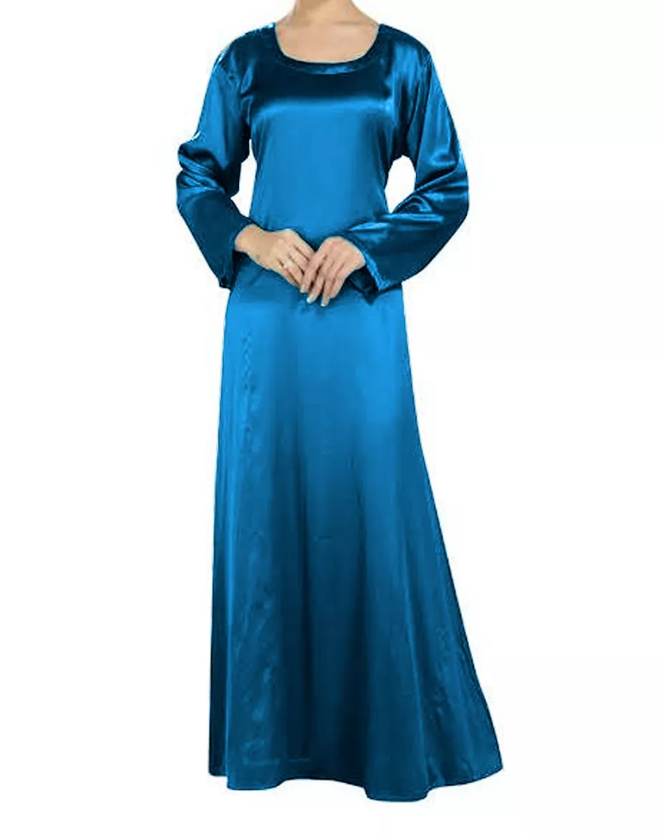 Long Gown Dress Casual Designer wear Teal Women CasualWear Satin Party wear S121