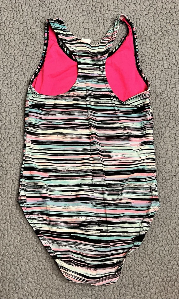 Joe Boxer Niñas Pequeñas Traje de Natación de Una Pieza Paradas Azul y Rosa Niñas Talla L Foto 2 de 4