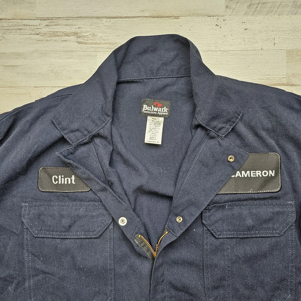 Bulwark FR Coveralls Lightweight 48-LN Arc Rating 10.1 ATPV Navy Blue Used Work - Image 2 of 4