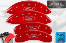 2021-2025 "Ford" Mustang Mach- E Front + Rear Red MGP Brake Disc Caliper Covers