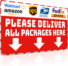 Package Delivery Metal Sign 8x12 Red Waterproof Rustproof Outdoor Plaque