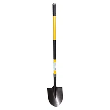 54 In. Round Point Shovel With Fiberglass Handle - Heavy-Duty 14-Gauge Steel Hea