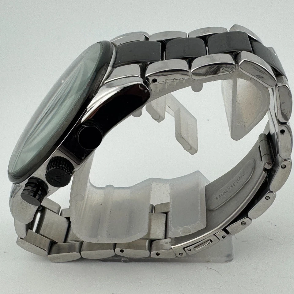 August Steiner Quartz Watch Men 30m Silver Black Day Date Analog New Batter 7.5" - Image 4 of 4