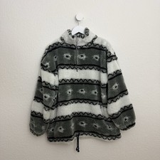 Vintage 90s Pattern Half Zip Pullover XL Teddy Ski Norweger Outdoor Winter
