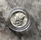 1916 SILVER MERCURY DIME IN BU CONDITION. FIRST YEAR.