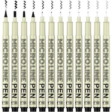 KERIFI Micro-Pen Fineliner Ink Pens, 12 Pack Black Micro Fine Point Drawing P...