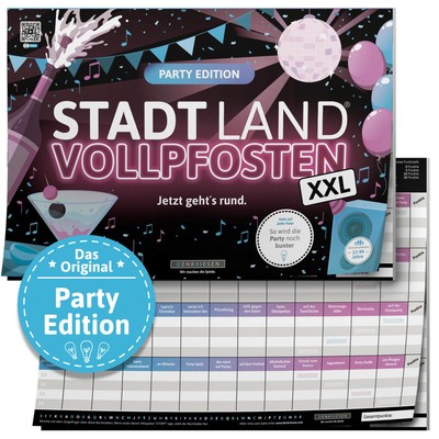 Stadt Land Vollpfosten  Party Edition - Stadt Land Fluss im DIN A3 Spielblock