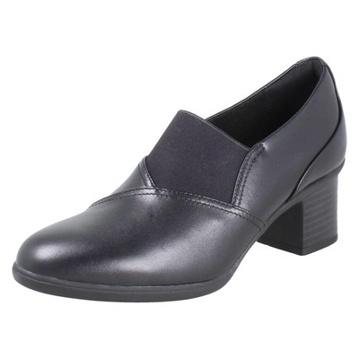 Ladies Clarks Leather Block Heel Trouser Shoes Removable Insoles