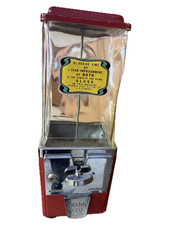 Vintage Red Candy Vending Machine with Coin Mechanism and 'Thank You' Plate