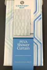 Comfort Bay PEVA Shower curtain 70” X 72” Calming Sage And Blue  New